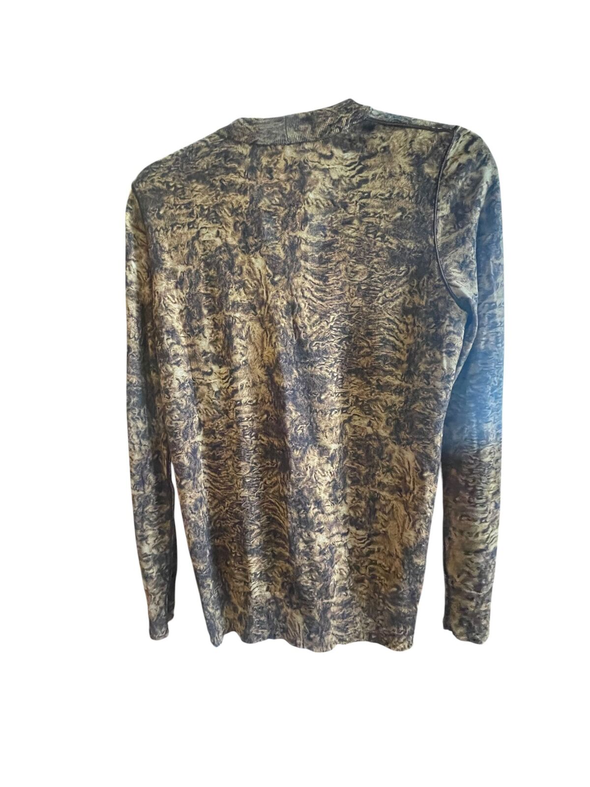 Oscar de la Renta Brown Patterned Cardigan - Size Small
