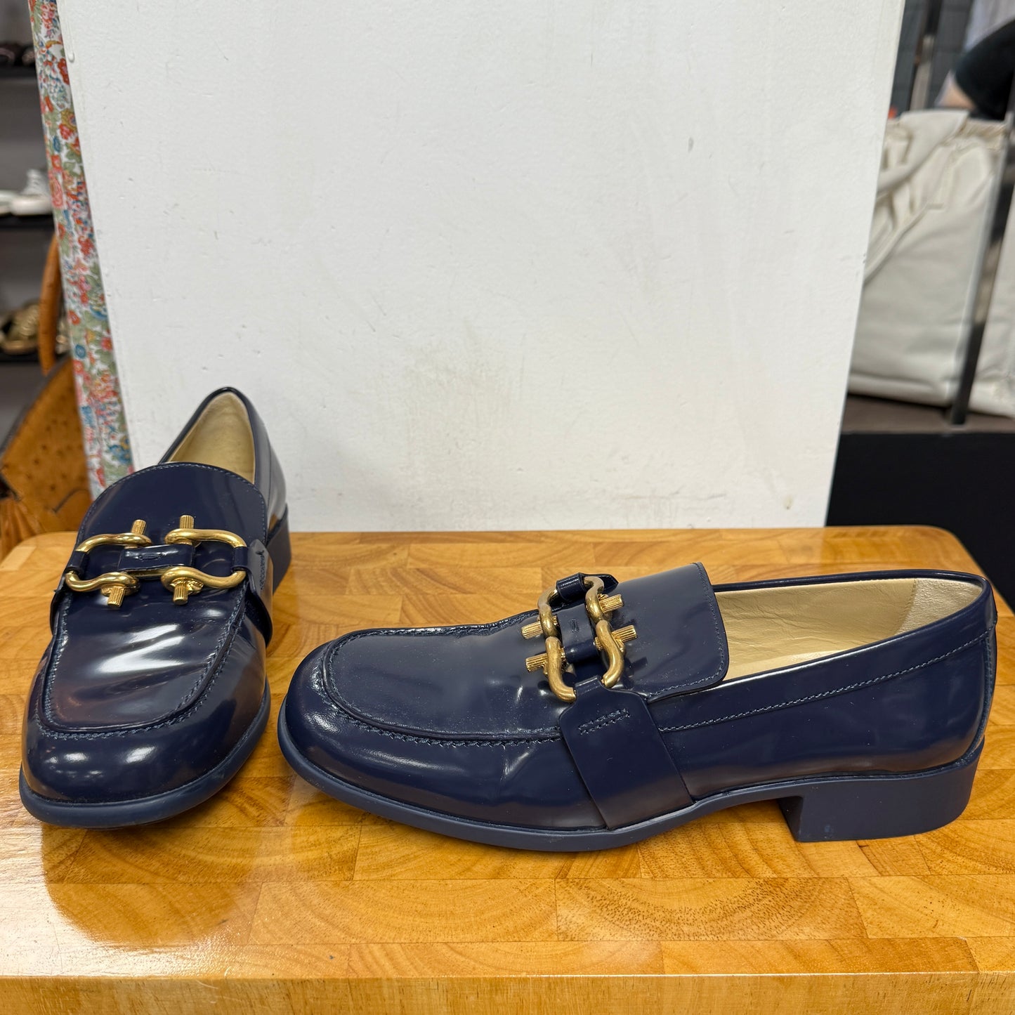 BOTTEGA VENETA Blue Leather Loafers Size 38.5 (US 8)