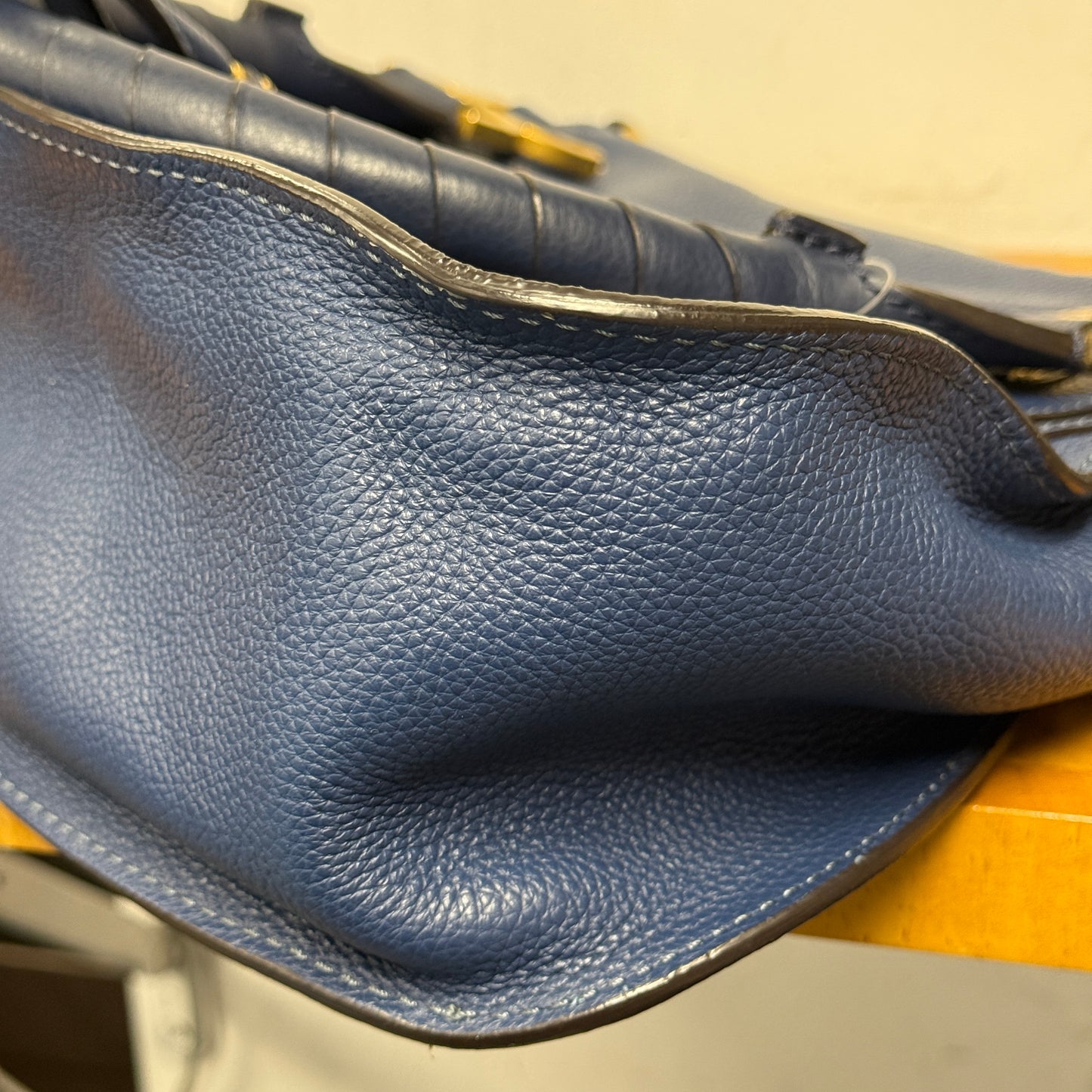 CHLOE Blue Leather Marcie Shoulder Bag + Crossbody Strap