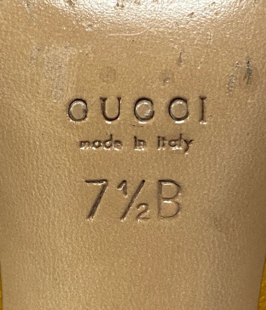 Gucci Marigold Pebbled Leather Horsebit Heels Size 7.5
