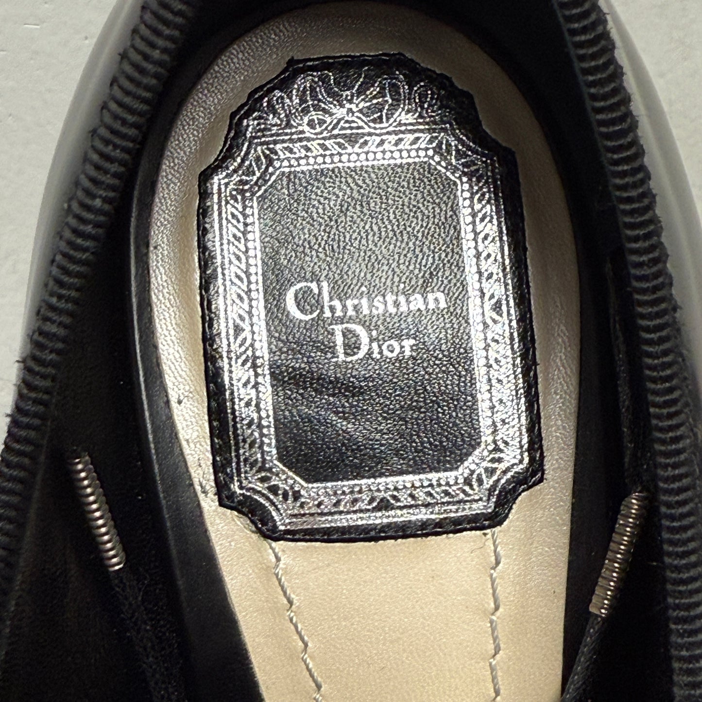 Christian DIOR Black Leather Oxfords Size 37.5 US 7/7.5