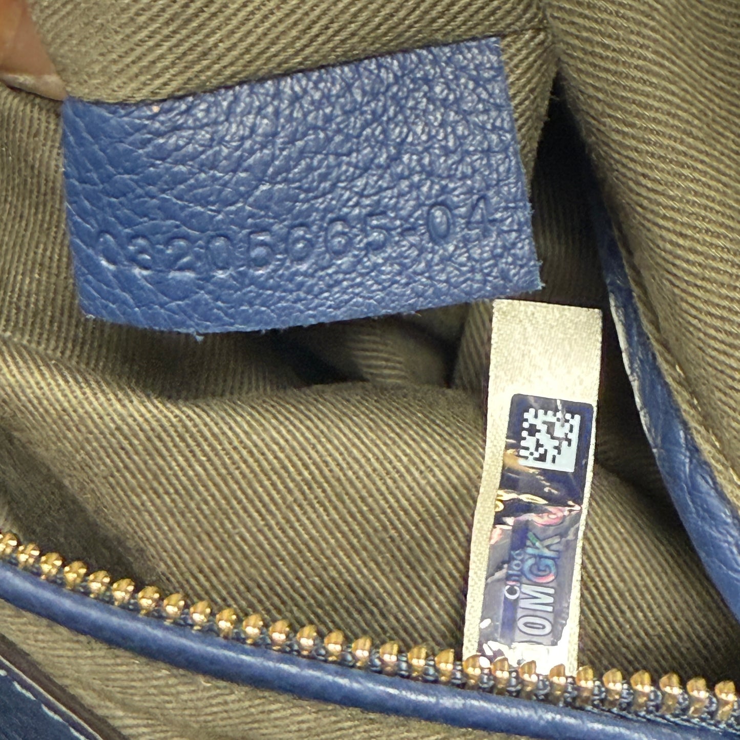 CHLOE Blue Leather Marcie Shoulder Bag + Crossbody Strap
