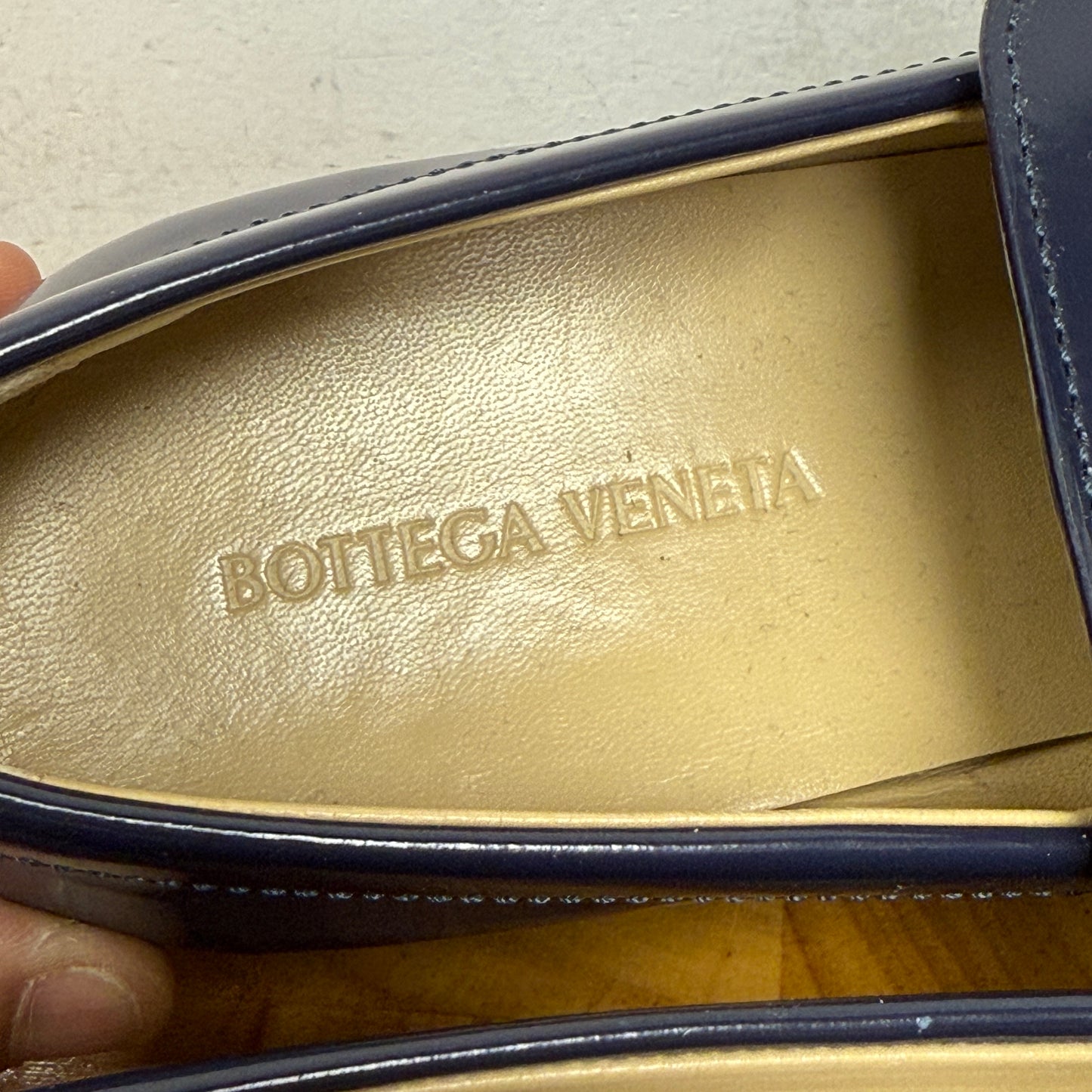 BOTTEGA VENETA Blue Leather Loafers Size 38.5 (US 8)