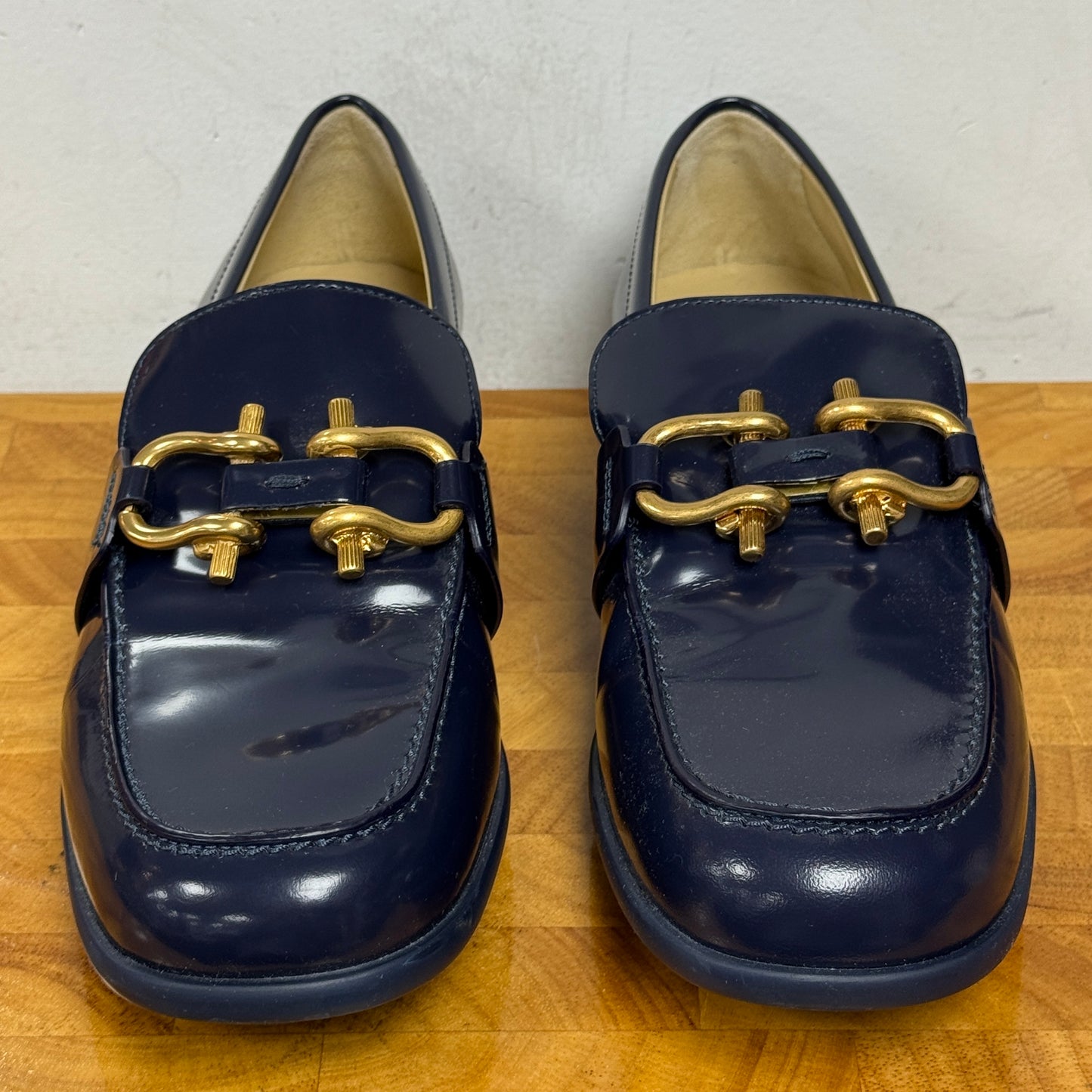 BOTTEGA VENETA Blue Leather Loafers Size 38.5 (US 8)