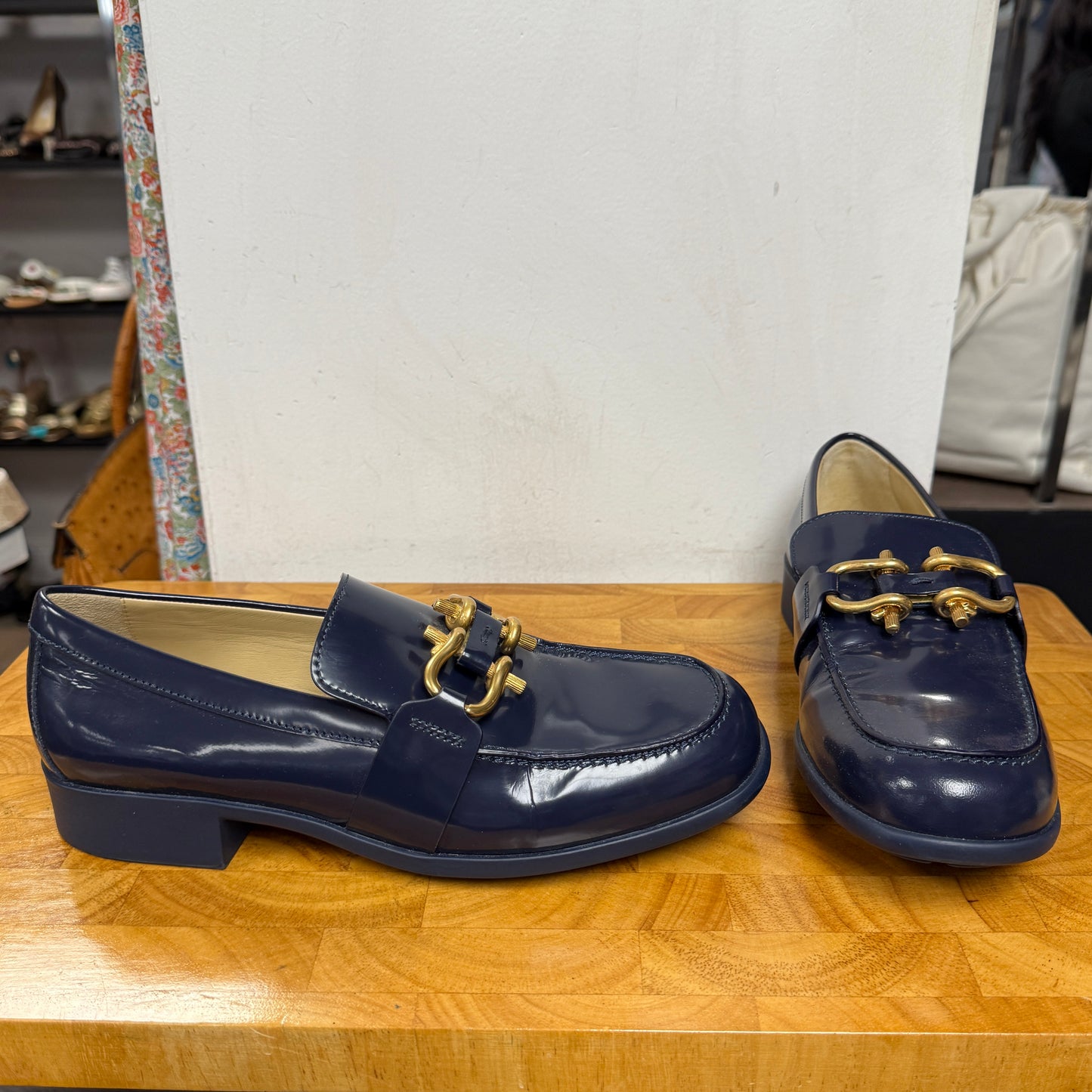 BOTTEGA VENETA Blue Leather Loafers Size 38.5 (US 8)