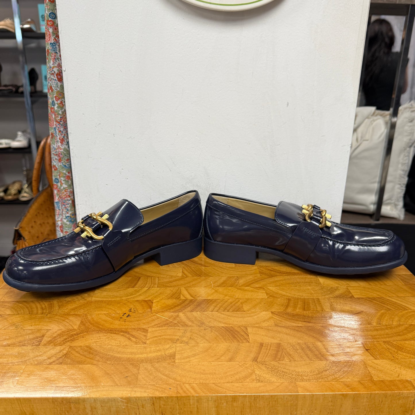 BOTTEGA VENETA Blue Leather Loafers Size 38.5 (US 8)