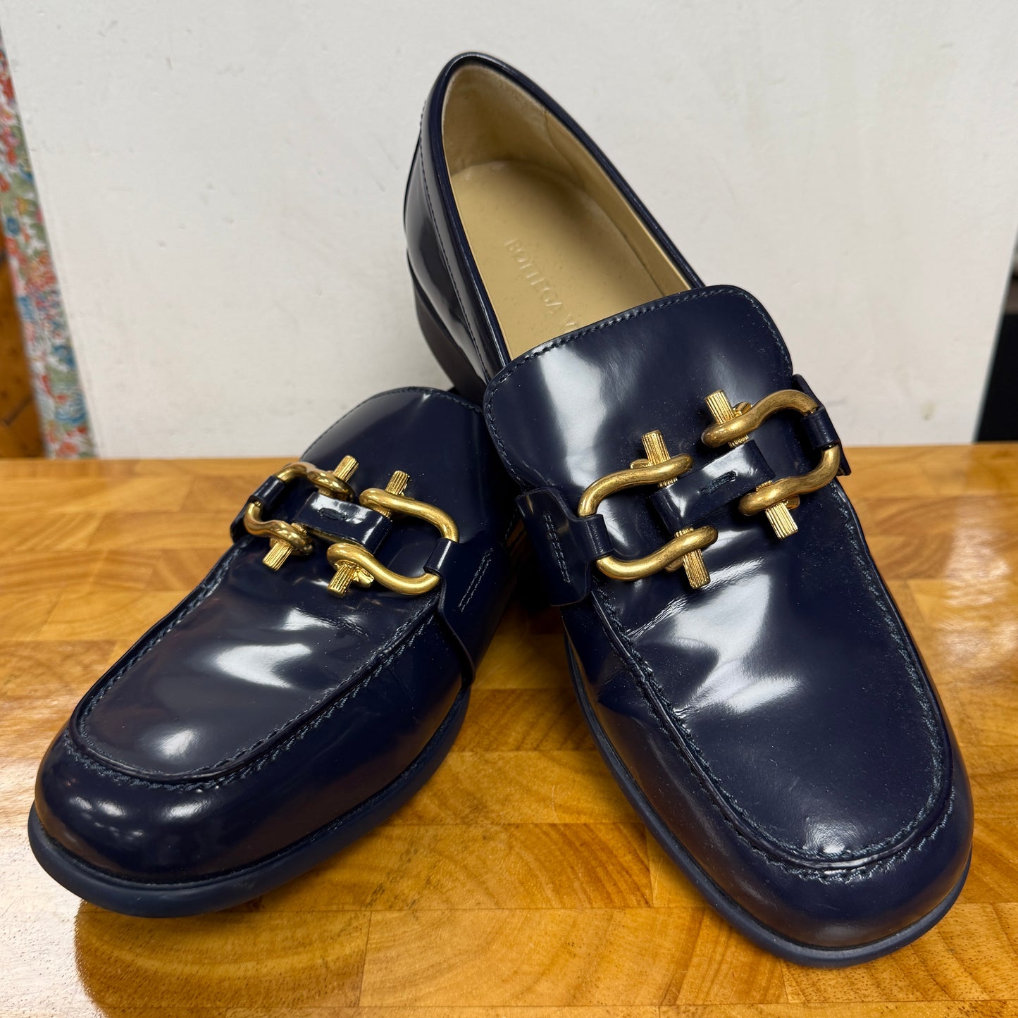 BOTTEGA VENETA Blue Leather Loafers Size 38.5 (US 8)