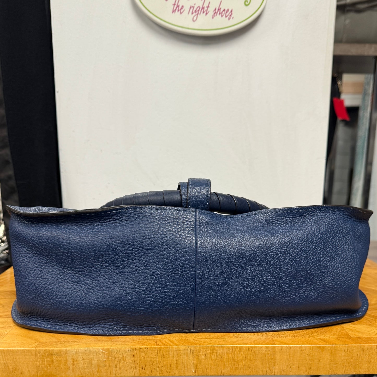 CHLOE Blue Leather Marcie Shoulder Bag + Crossbody Strap