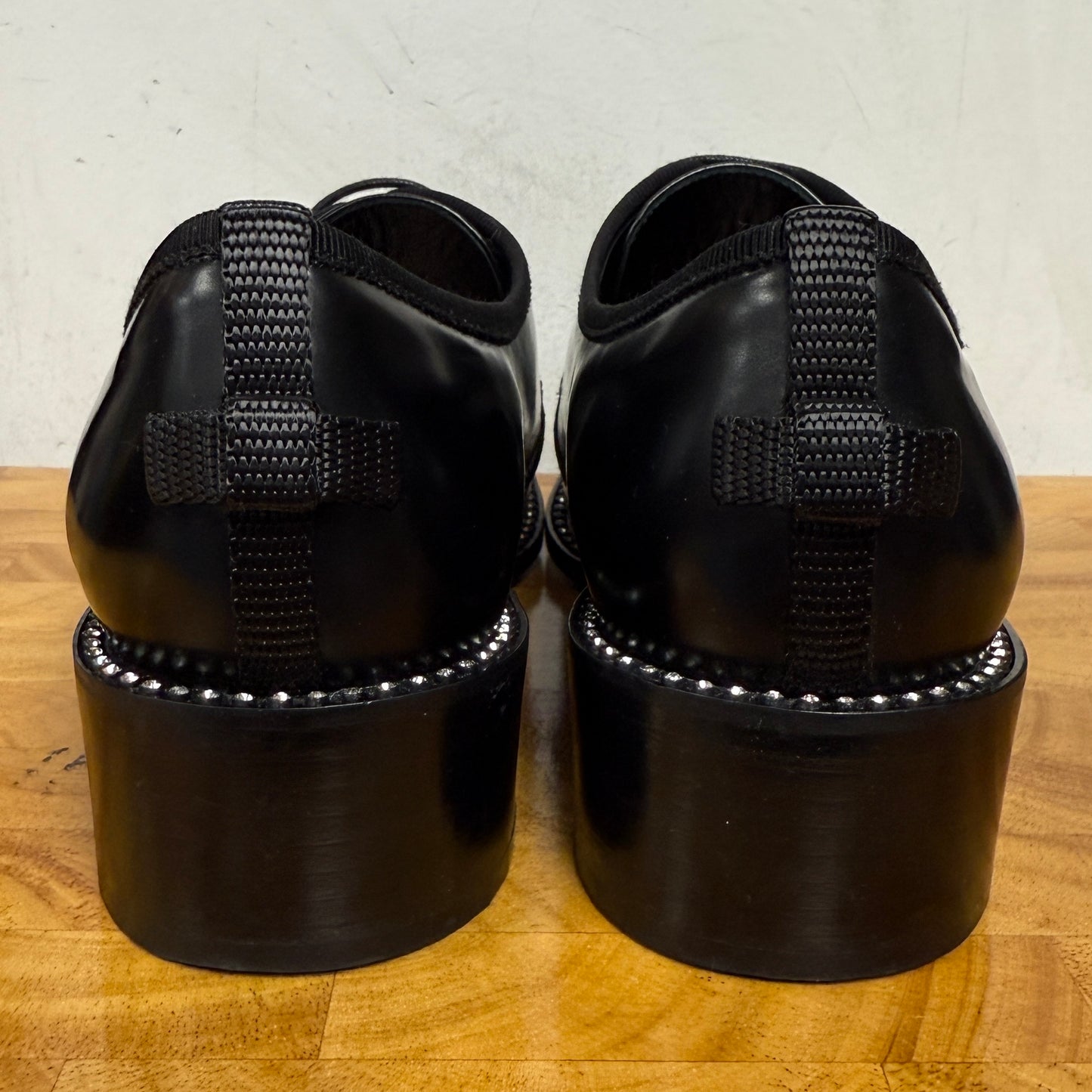 Christian DIOR Black Leather Oxfords Size 37.5 US 7/7.5