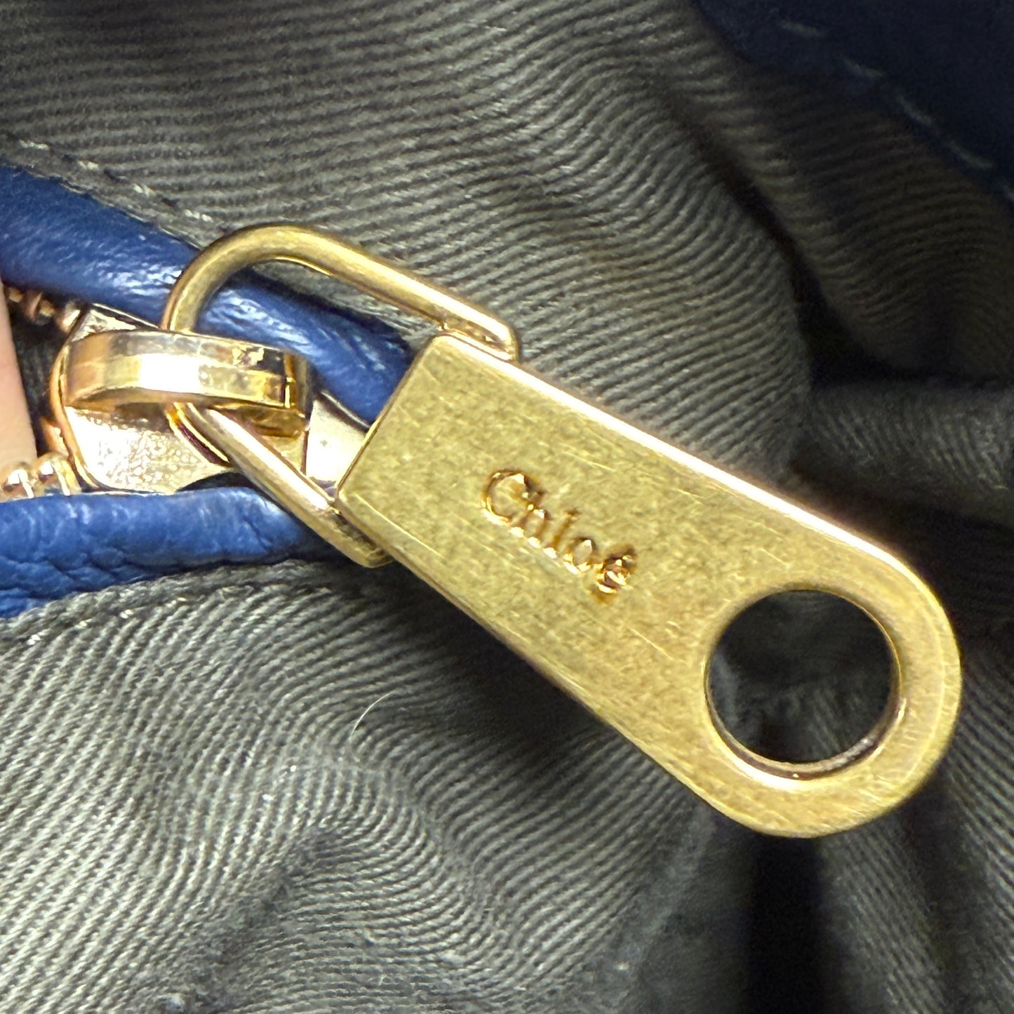 CHLOE Blue Leather Marcie Shoulder Bag + Crossbody Strap