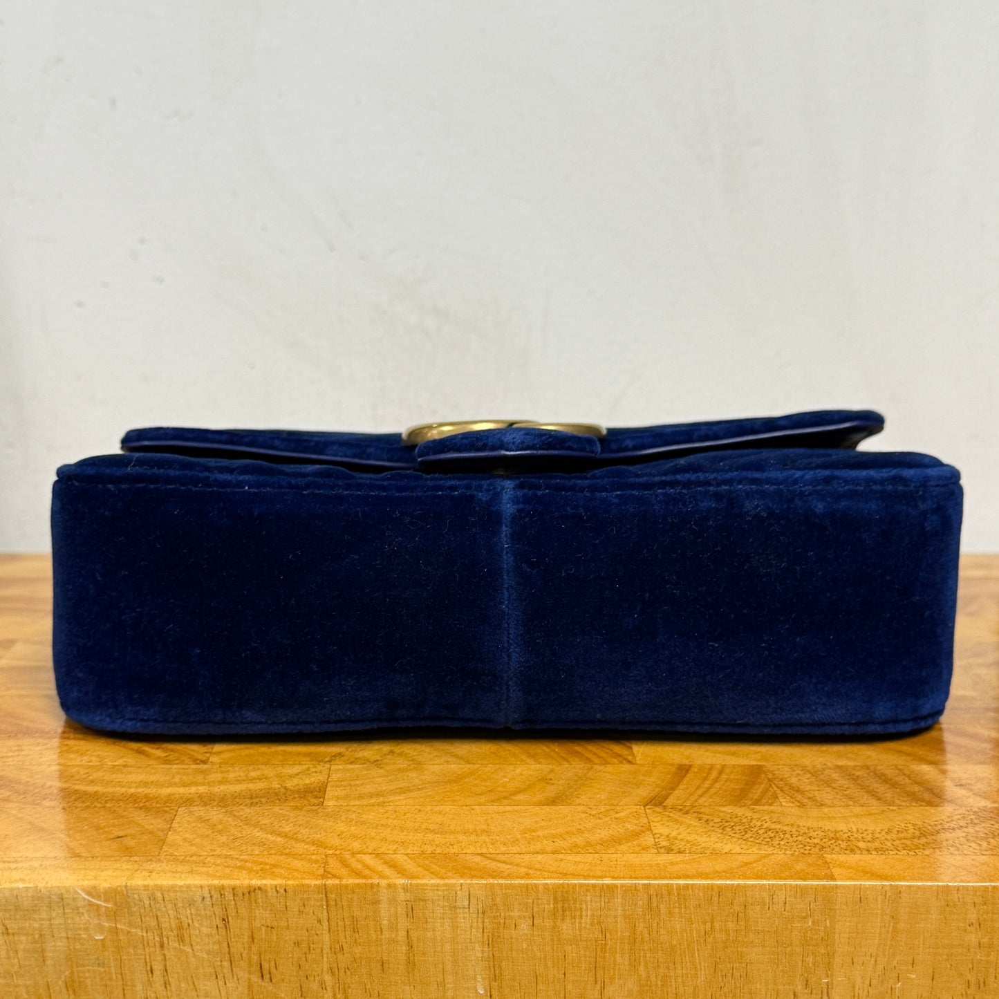 GUCCI Cobalt Blue Velvet GG Marmont Crossbody Shoulder Bag