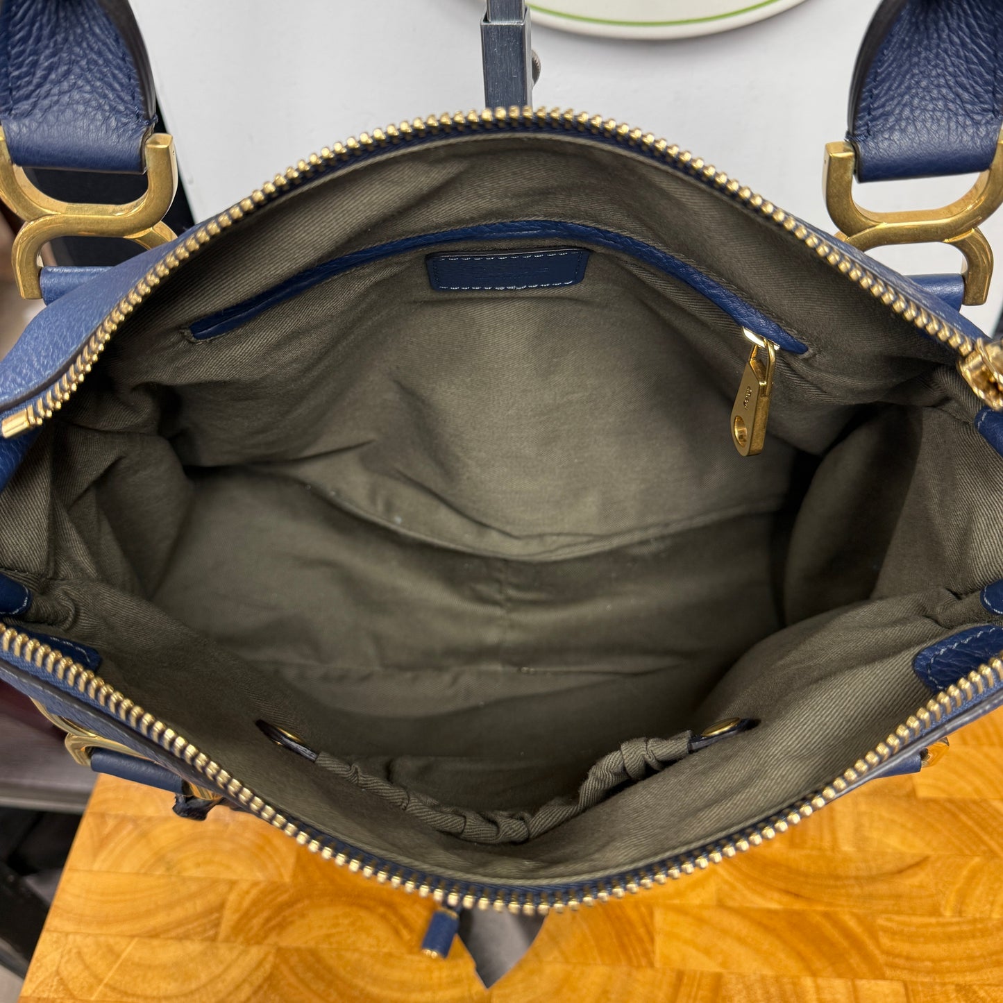 CHLOE Blue Leather Marcie Shoulder Bag + Crossbody Strap