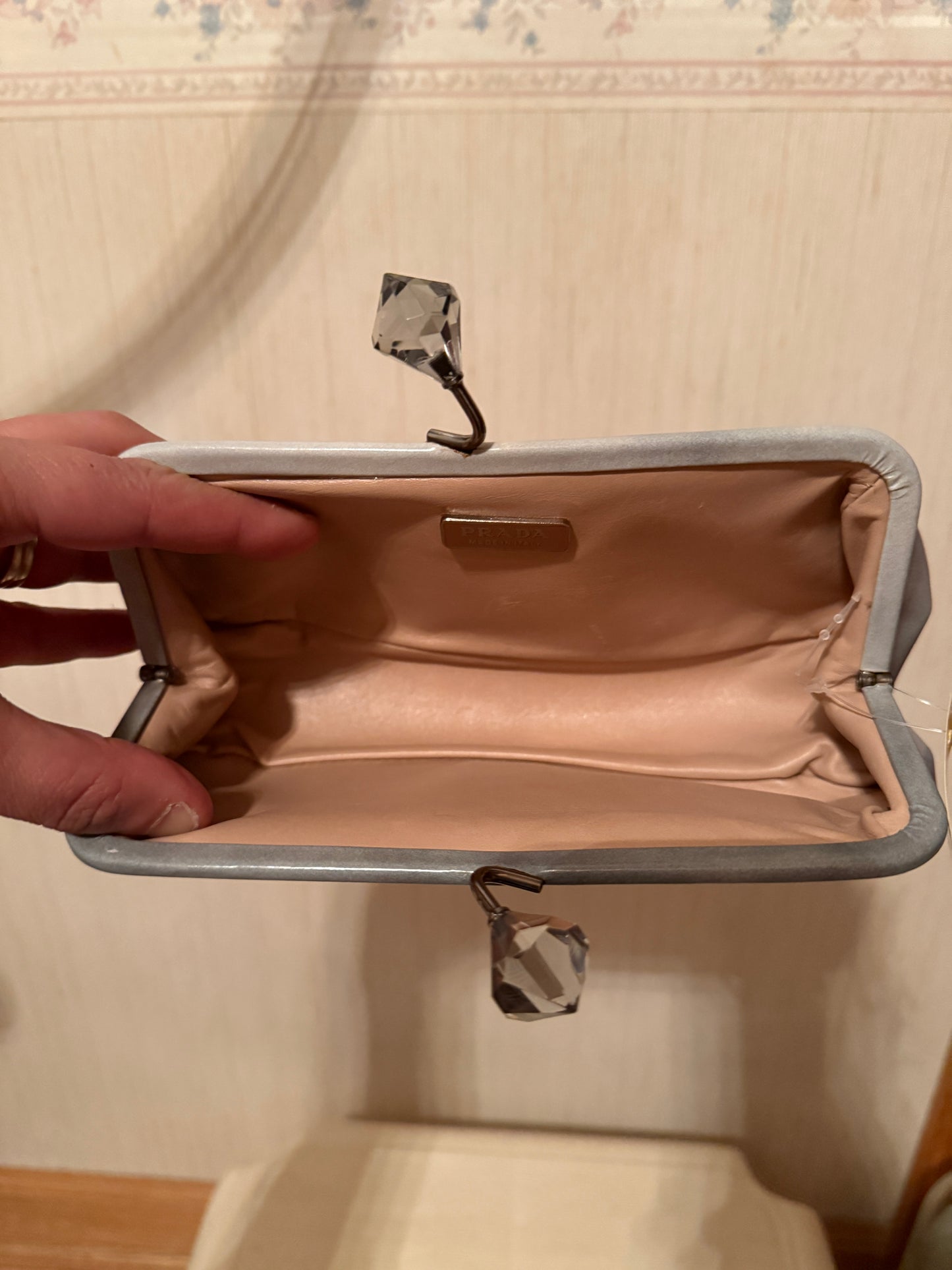 Prada Gray Leather Clutch
