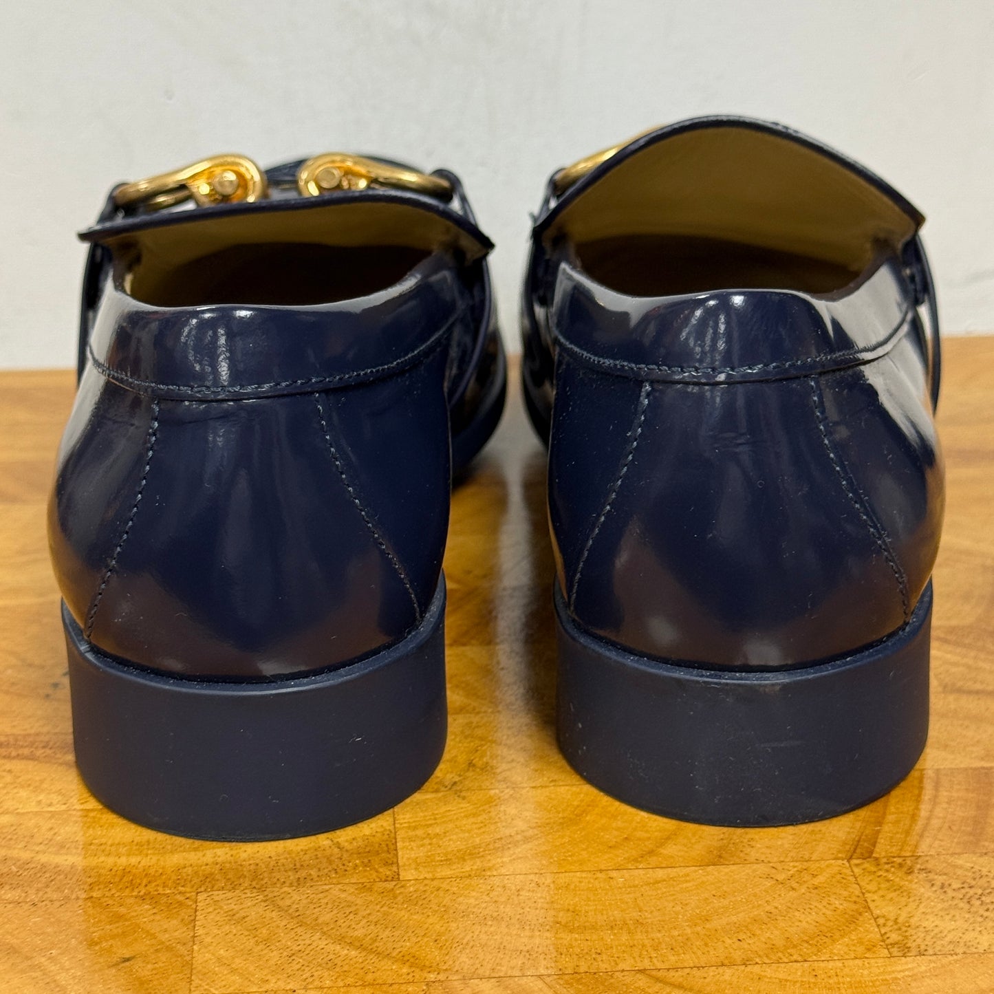 BOTTEGA VENETA Blue Leather Loafers Size 38.5 (US 8)