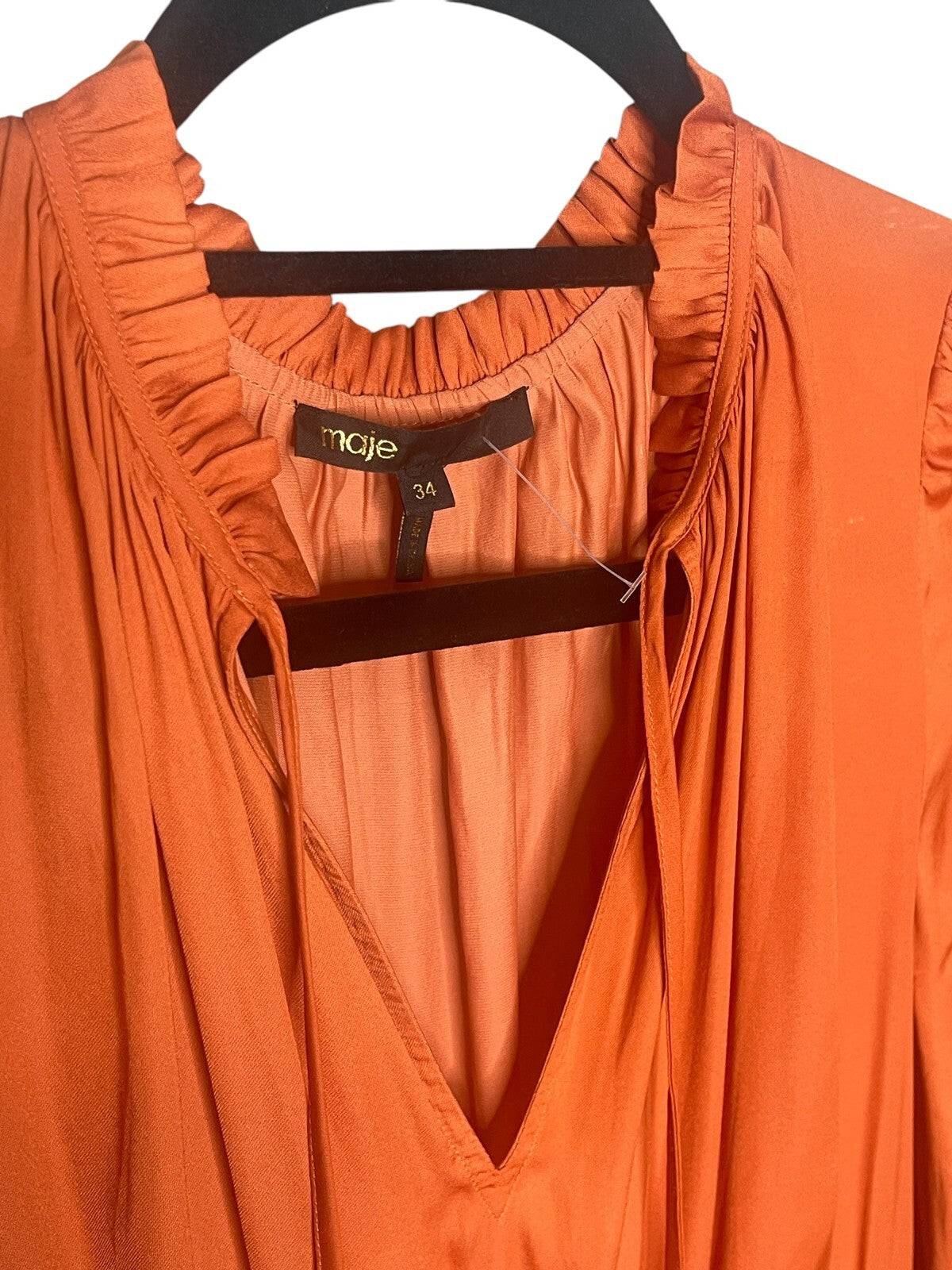 Mage Radjinette Layered Satin Dress In Orange - Size 34