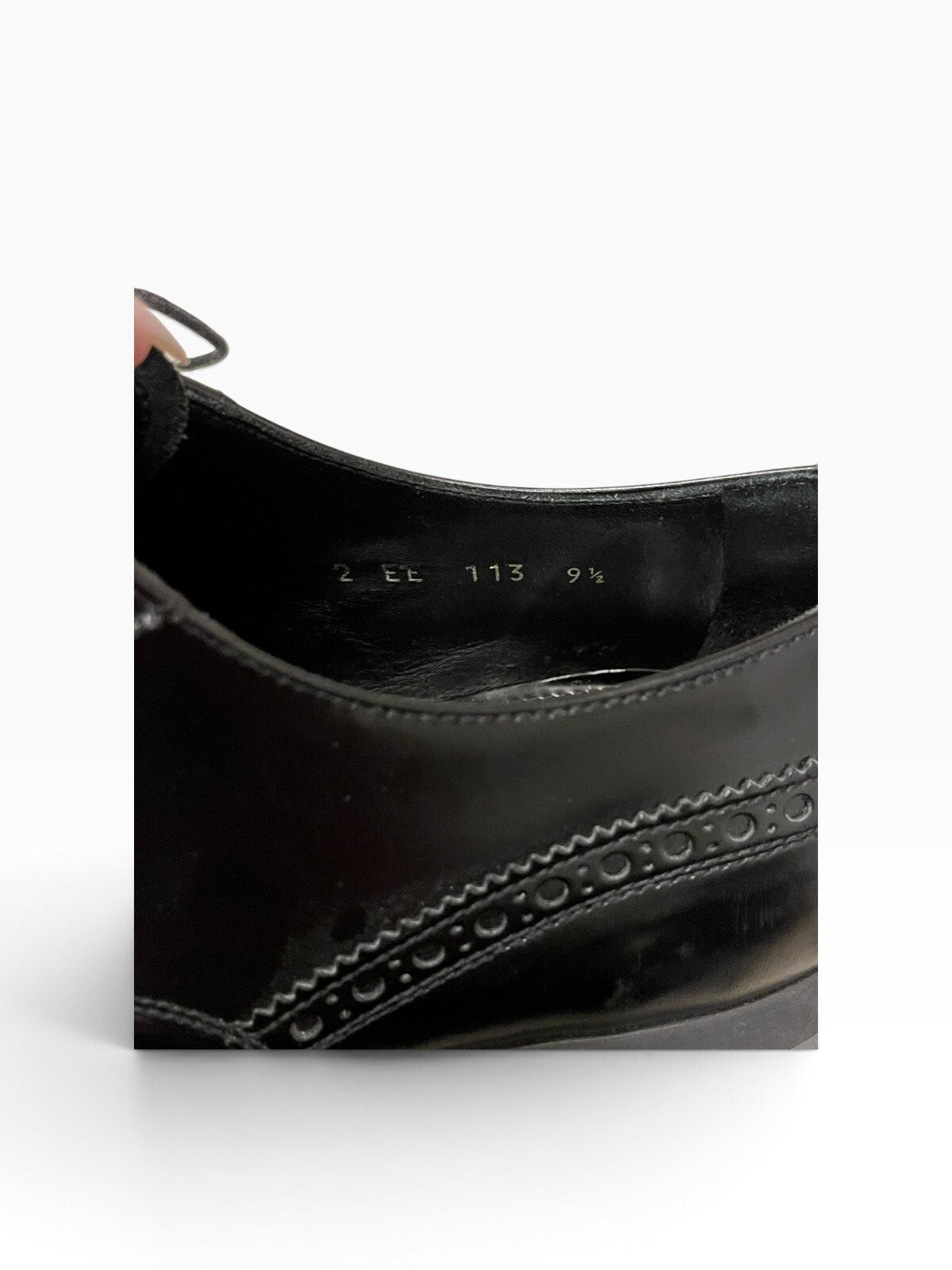 Prada Black Leather Dress Shoe w/ Brogue Detail - Wide EE