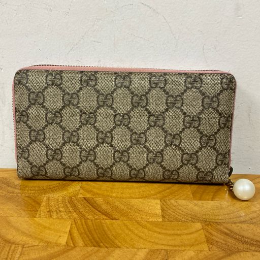 Gucci Coated Canvas Logo GG Zip Around Wallet + Box, Dustbag, etc.