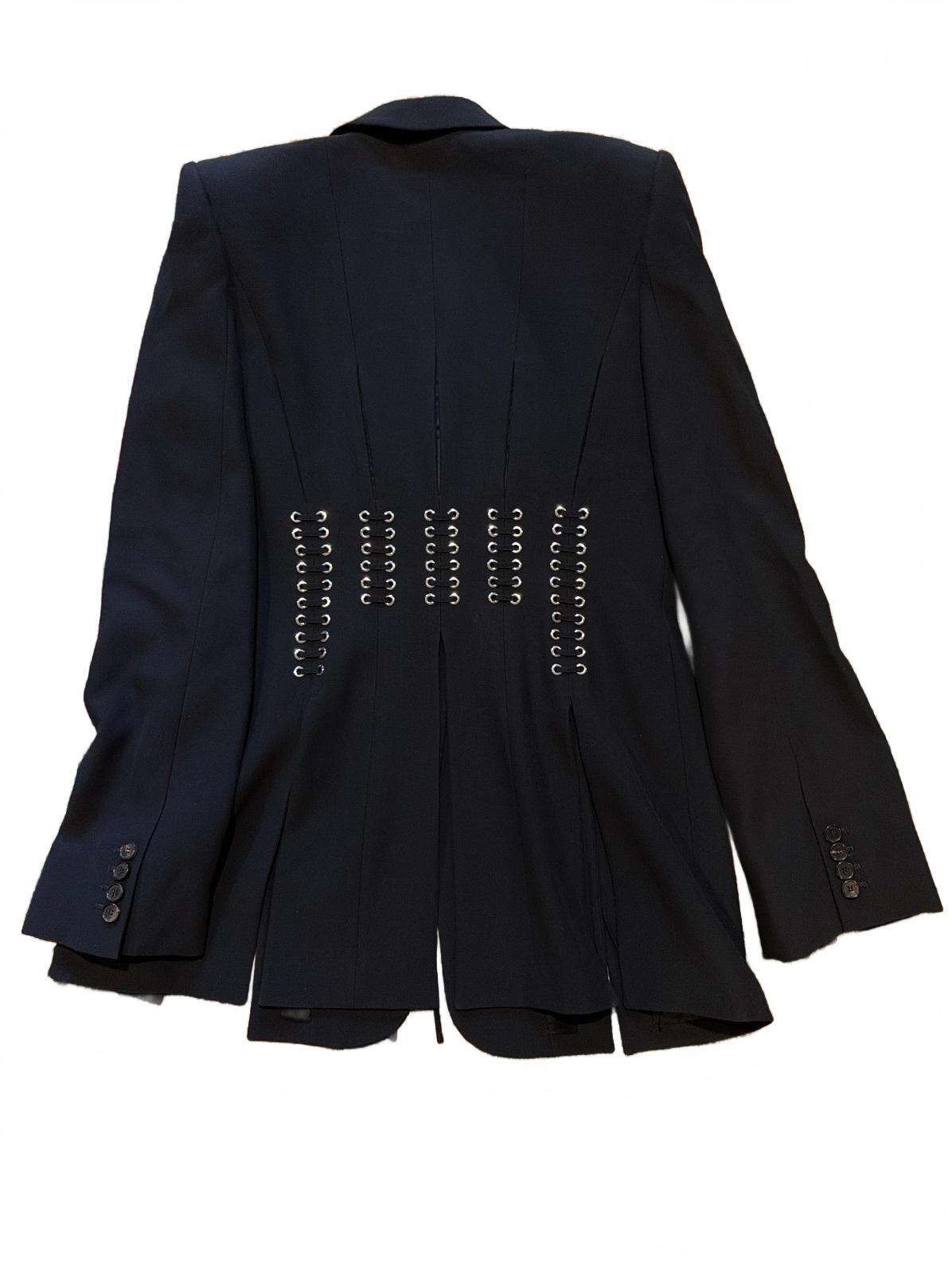 Alexander McQueen Black Lace-Up Corset Blazer