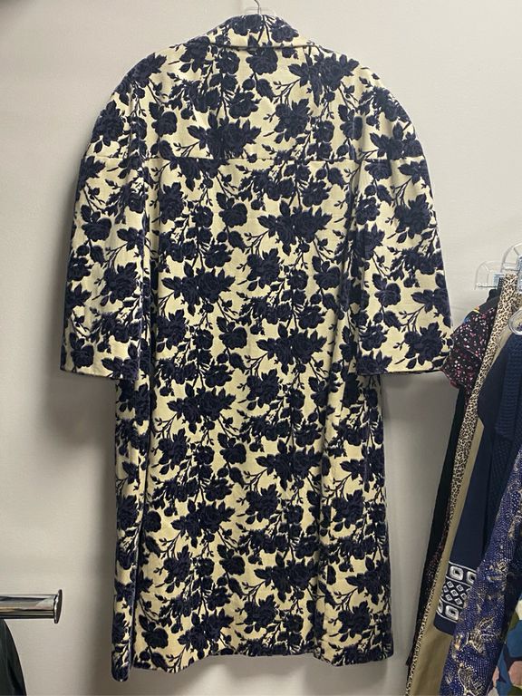 Tory Burch Bone & Navy Floral Print Jacket Size 14