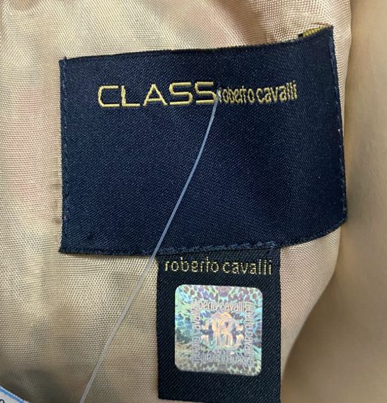 CLASS Roberto Cavalli Cotton Blend Metallic Print Bodycon Dress Size 6