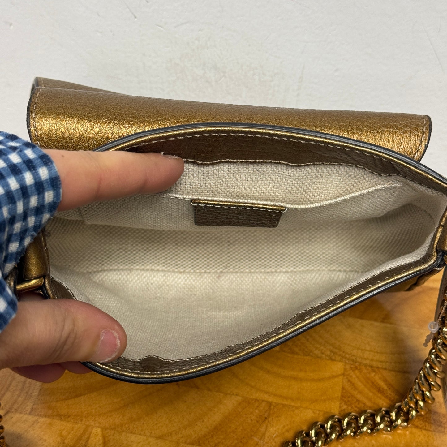 GUCCI Gold Ombre Leather GG Crossbody Bag