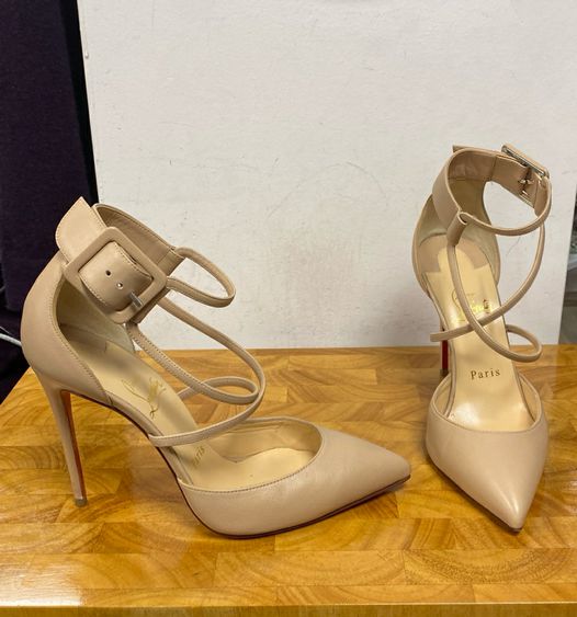 Christian Louboutin Nude Suzanna 100 Strappy Heels Size 36.5 US 6 Box