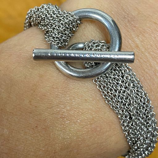Tiffany & Co. Sterling Silver Mesh Toggle Bracelet + Box