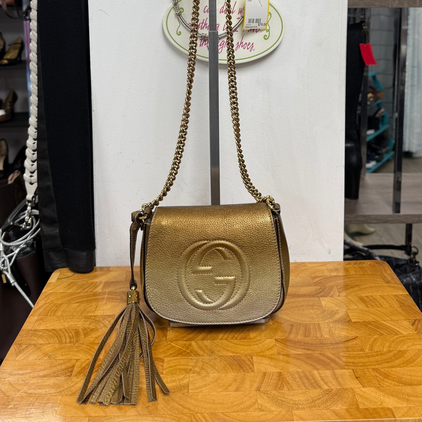 GUCCI Gold Ombre Leather GG Crossbody Bag