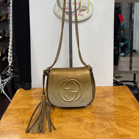 GUCCI Gold Ombre Leather GG Crossbody Bag