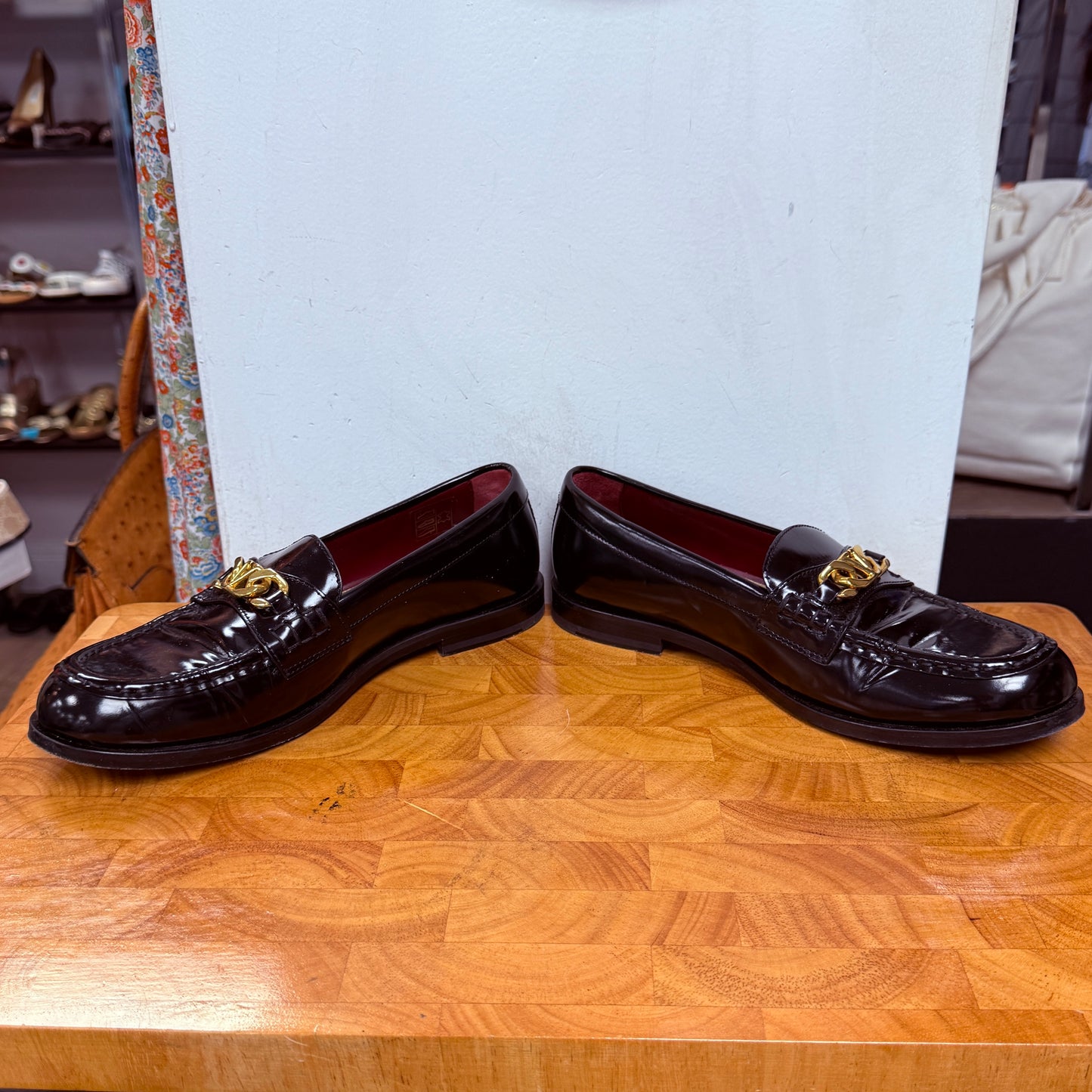 VALENTINO GARAVANI Black Leather Loafer Flats Size 37.5 (US 7/7.5)