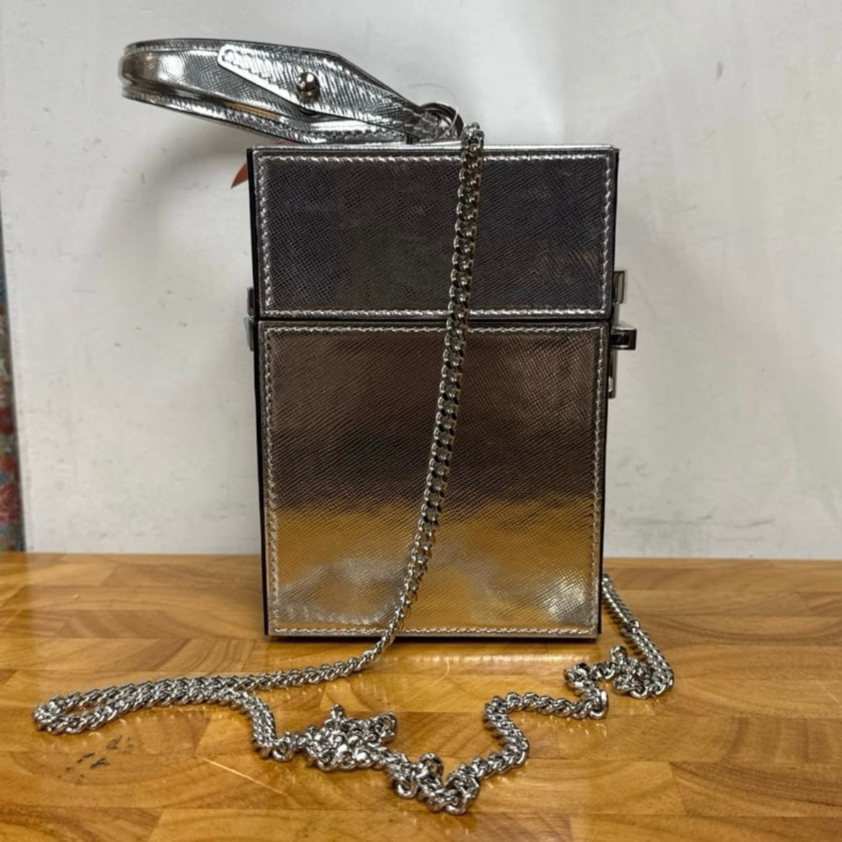 UNUSED Oscar de la Renta Silver Leather Alibi Bag