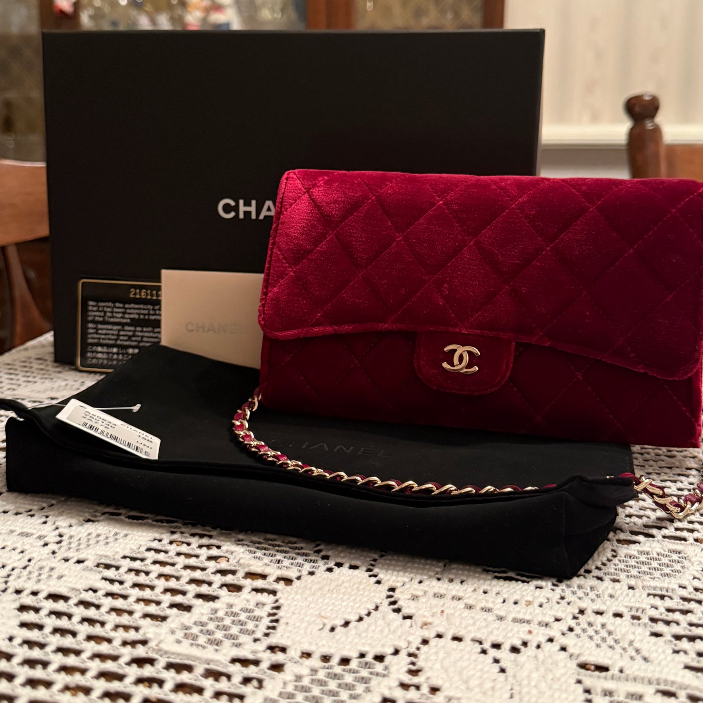 CHANEL Burgundy Velvet Bag