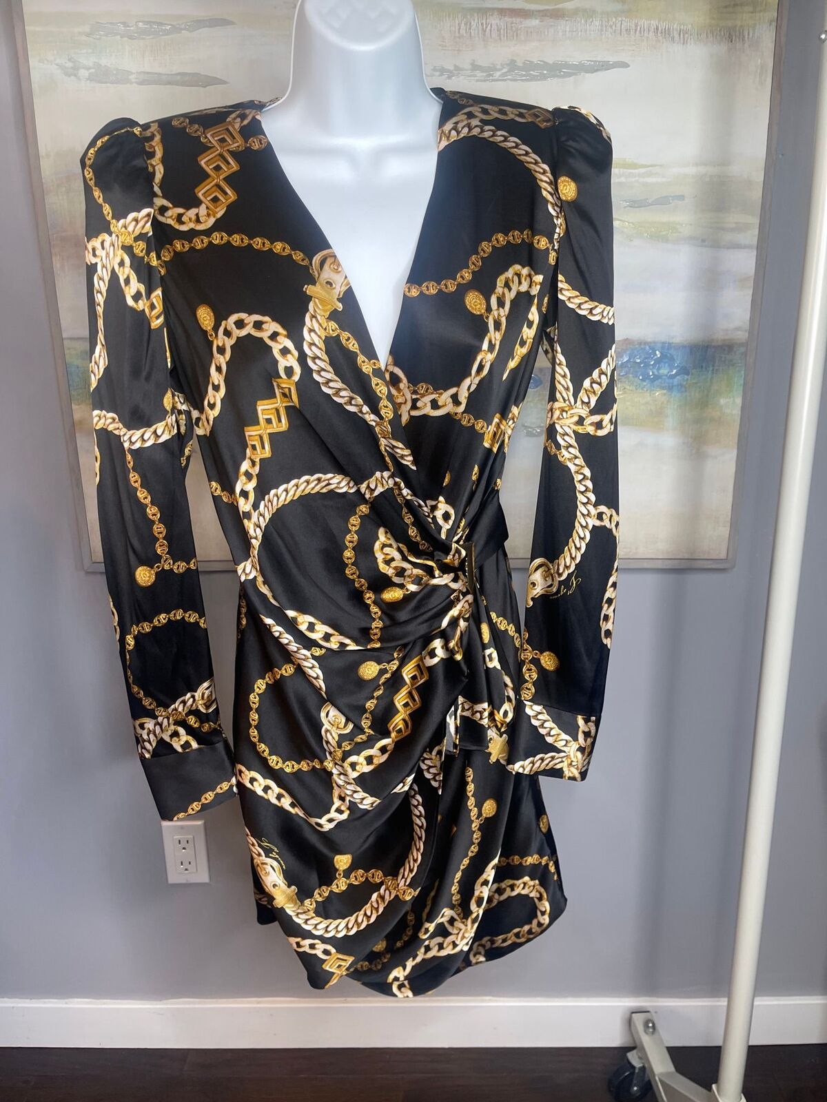 L'agence black & gold chain dress -size 2