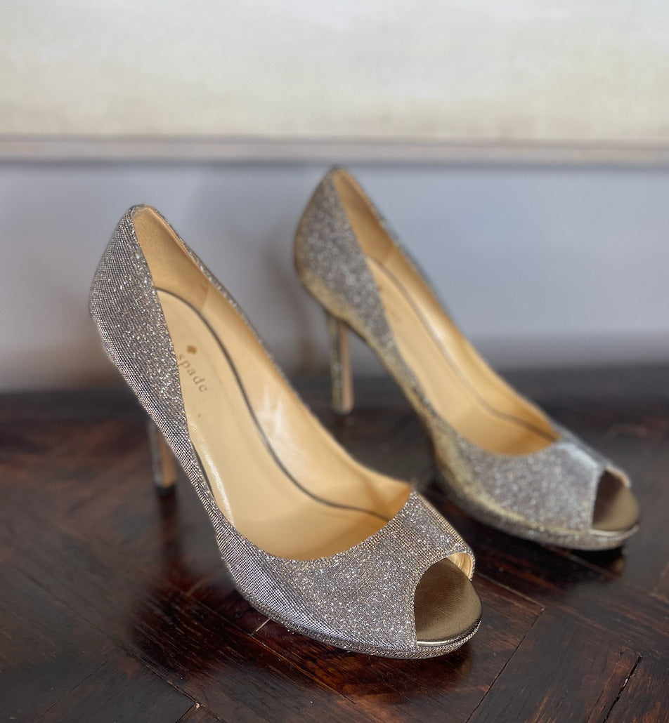 Kate Spade Shiny Peep Toe Heels - size 8.5