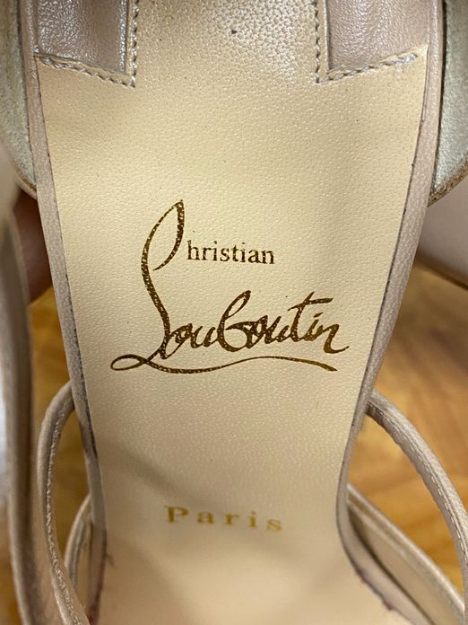 Christian Louboutin Nude Suzanna 100 Strappy Heels Size 36.5 US 6 Box