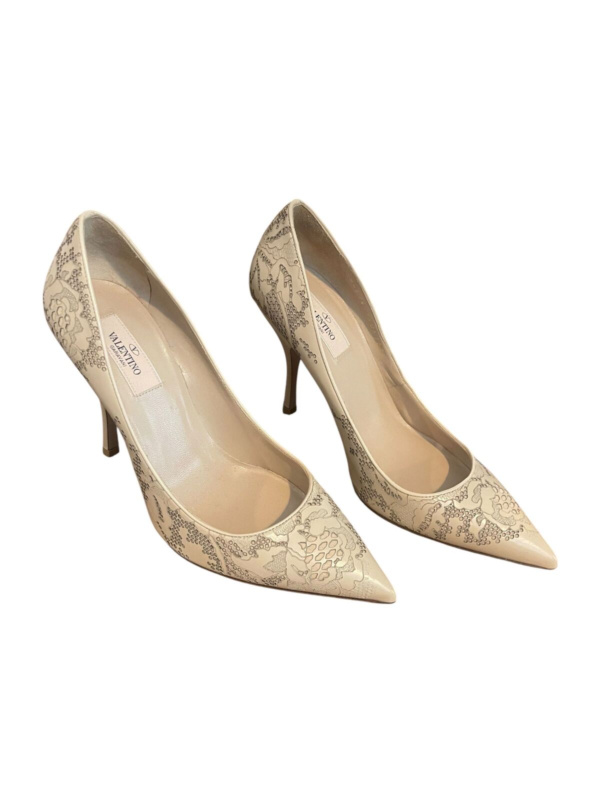 Valentino Etched Lace Leather Pumps - Size 37.5
