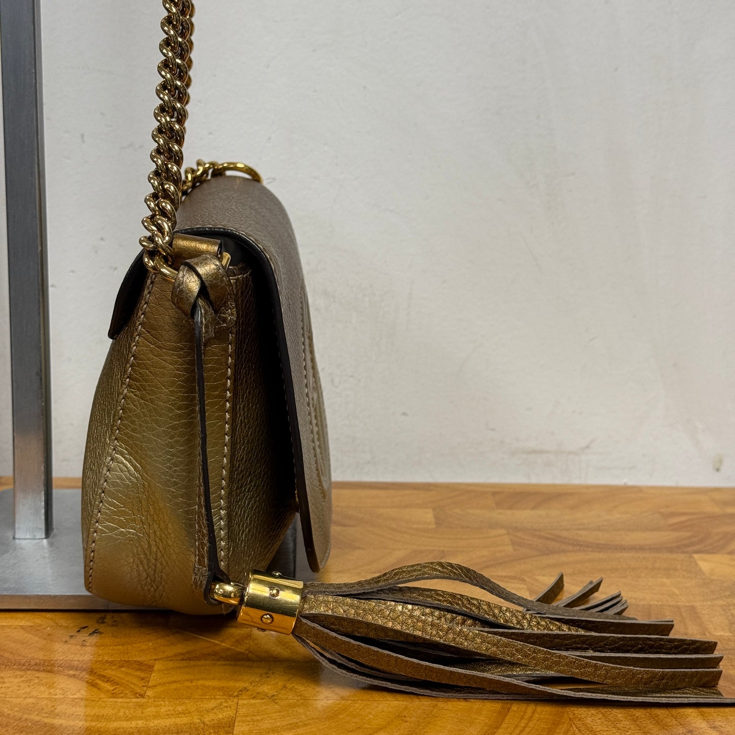 GUCCI Gold Ombre Leather GG Crossbody Bag
