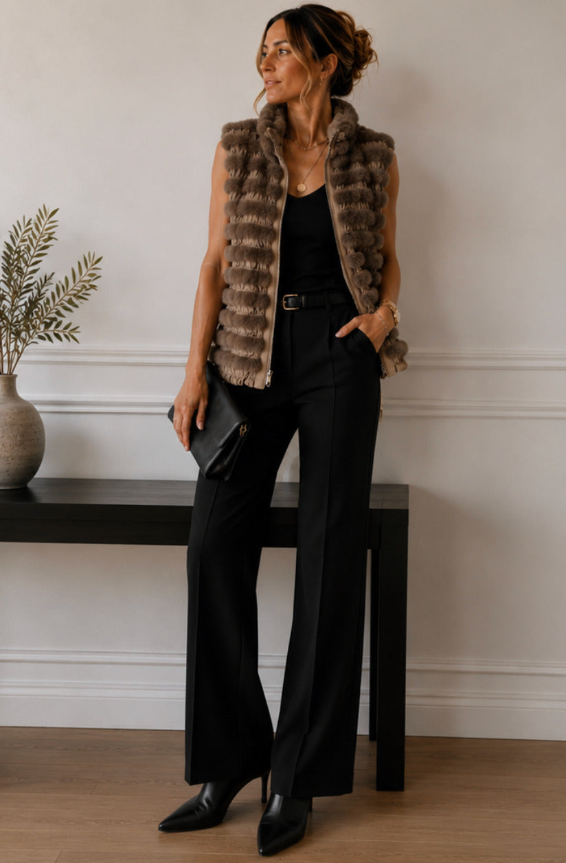 Etcetera rabbit fur vest - size S