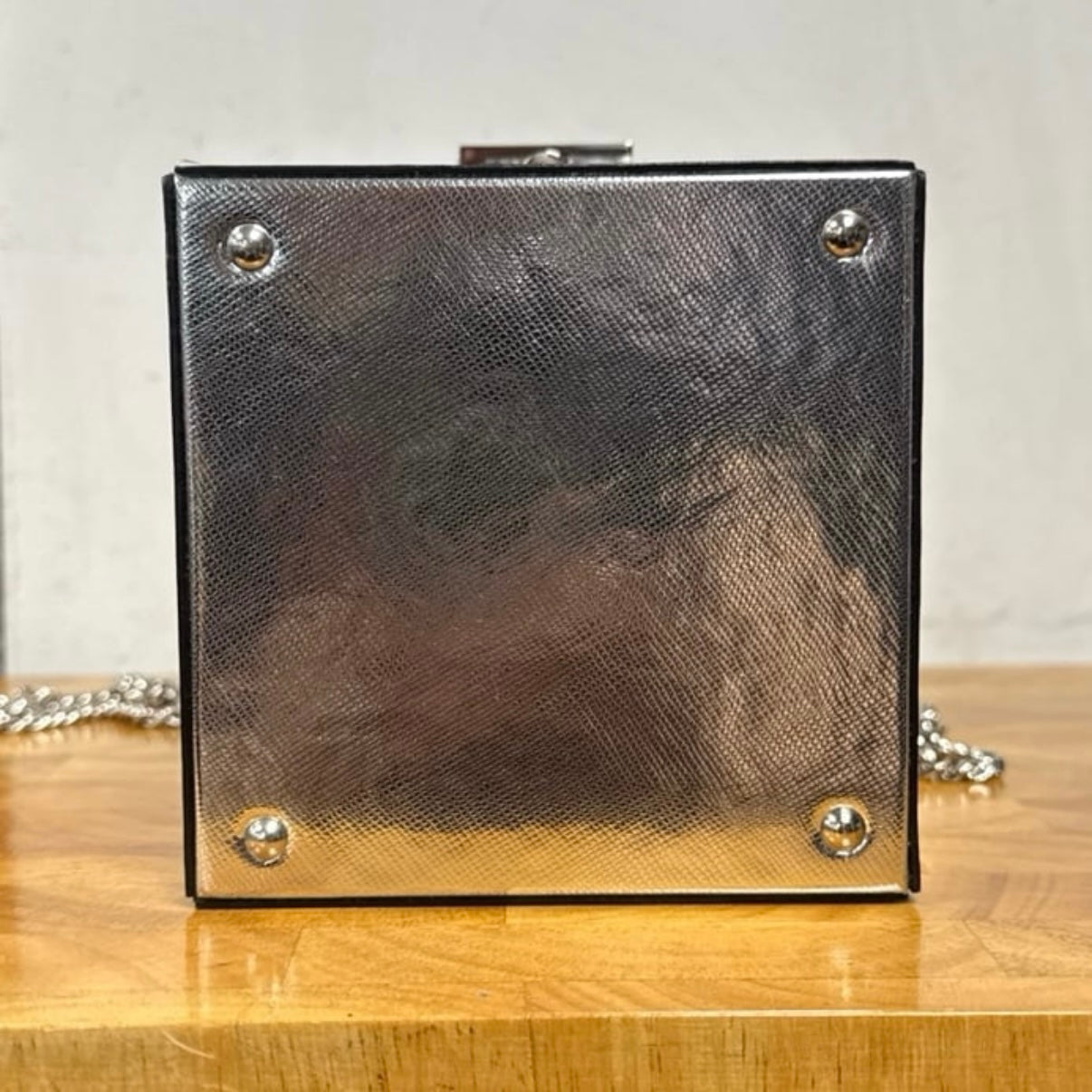 UNUSED Oscar de la Renta Silver Leather Alibi Bag