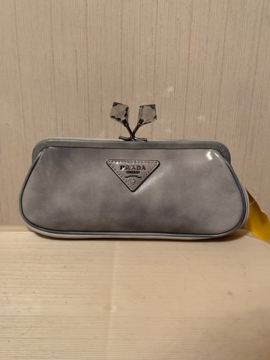 Prada Gray Leather Clutch