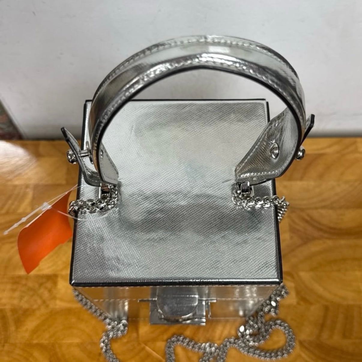 UNUSED Oscar de la Renta Silver Leather Alibi Bag