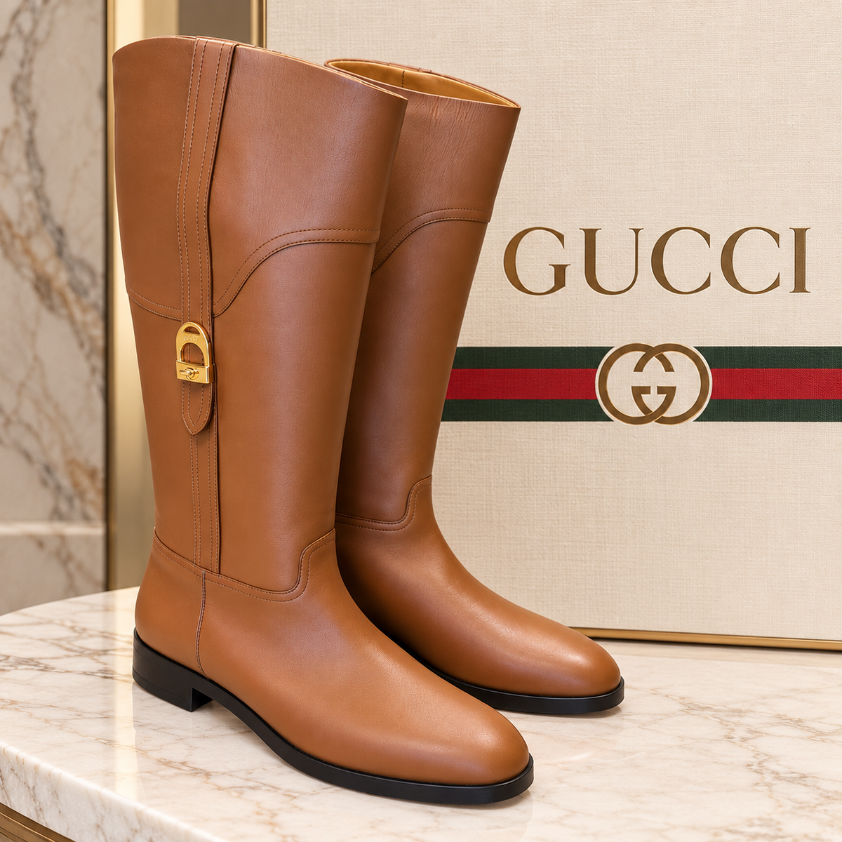 NWOB Gucci Tall Leather Riding Boots