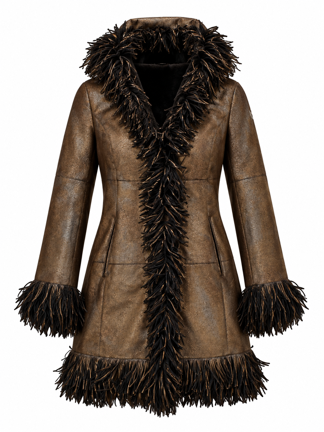 Rare*  Vintage Christia for Neiman Marcus Metallic Leather Fringe Jacket