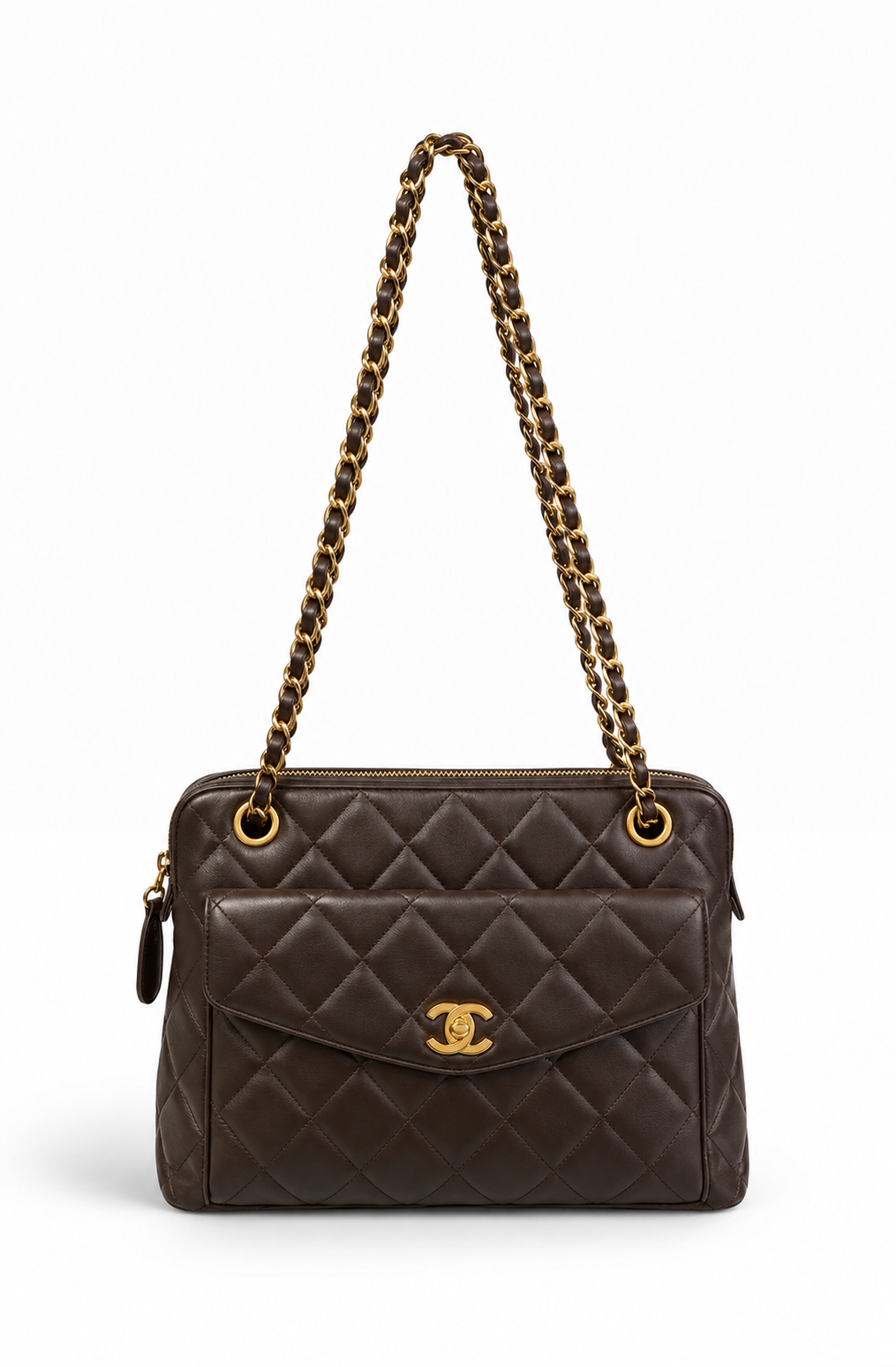 Chanel brown leather shoulder bag
