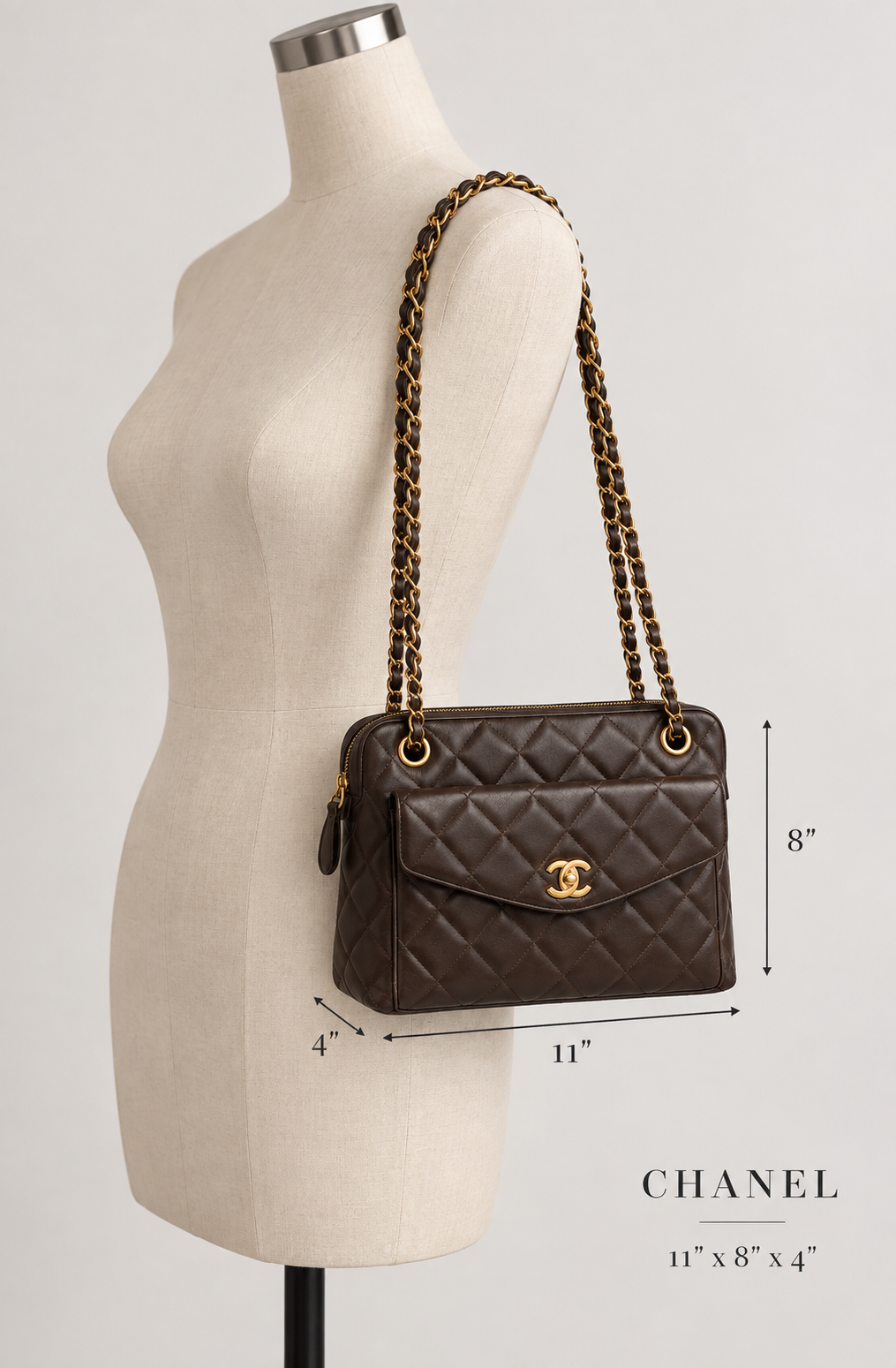 Chanel brown leather shoulder bag