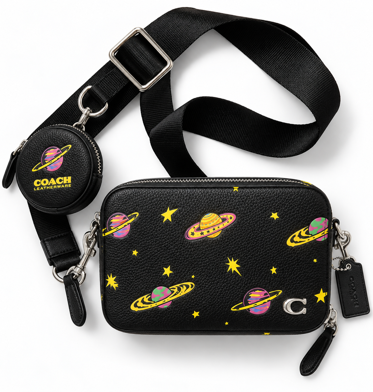 Rare* Cosmic Coach Charter Slim Crossbody With Planet Print