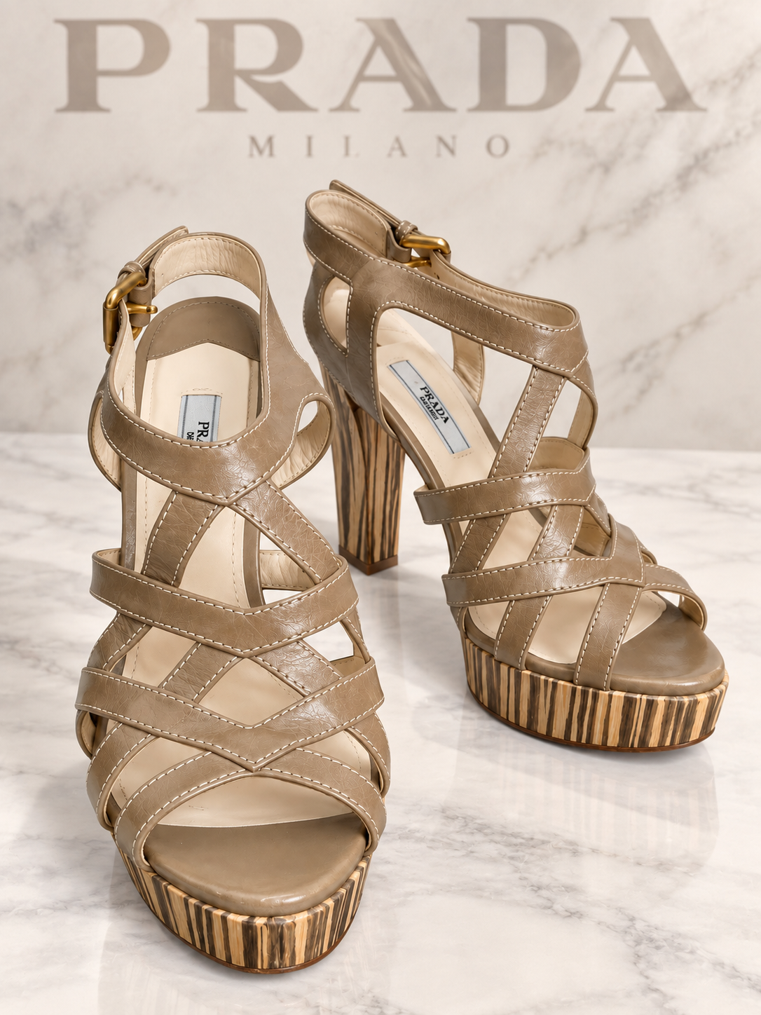 Prada Giunco cage vamp high heel sandals - Size 37.5