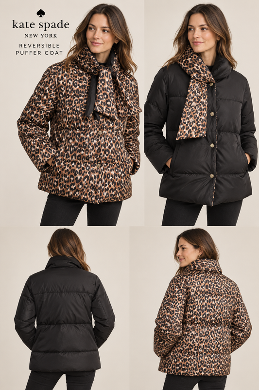 Kate Spade reversible puffer coat w/ Scarf