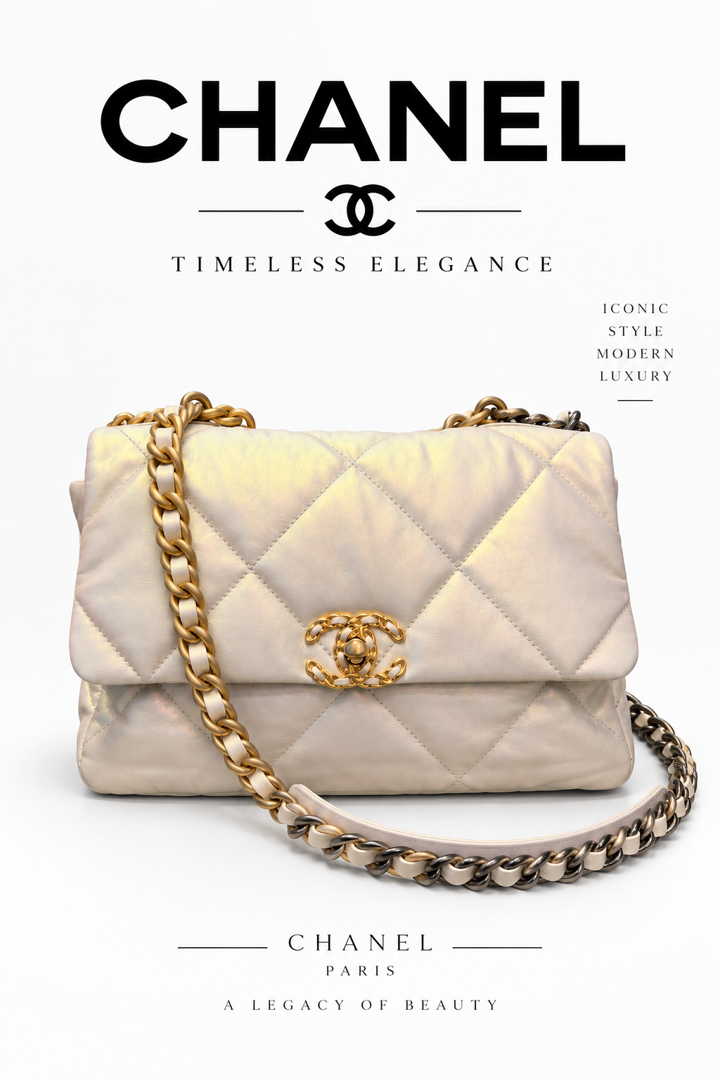 Chanel Large 19 Flap Bag (Ivory)