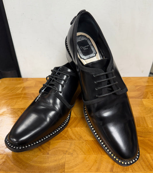 Christian DIOR Black Leather Oxfords Size 37.5 US 7/7.5